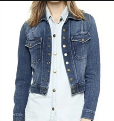 Chaqueta vaquera Current Elliott The Snap azul denim ropa exterior abrigo talla 0 XS S corta Foto 1 de 4
