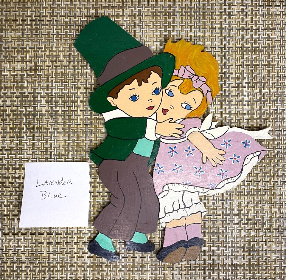 Placa de arte de pared de rimas infantiles azul lavanda dilly madera recortada a mano pintada Foto 1 de 4