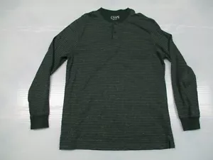 Chaps Ralph Lauren Henley Shirt Mens Large Green Striped Long Sleeve Casual - Picture 1 of 9