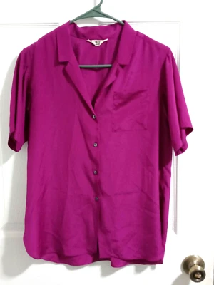 Blusa de seda Jack Mulqueen fucsia manga corta Vintage '90s Foto 1 de 3