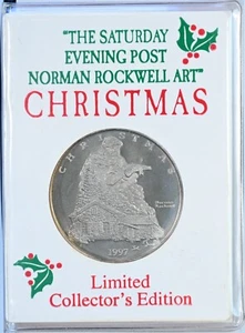 Arte Norman Rockwell 1997 Navidad 20 gramos plata fina 999 prueba redonda - Imagen 1 de 3