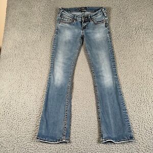 Silver Jeans Pioneer Women's 28x31 Blue Low Rise Bootcut Flap Pockets Read