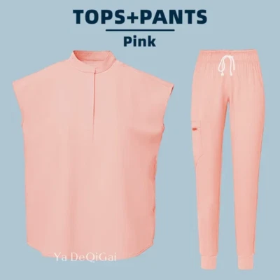 Uniforme médico para mujer - Tela elástica suave, conjunto exfoliante médico, top y pantalones Foto 1 de 4
