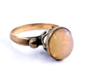 Antique 1800s 14k Gold CIVIL EAR ERA Moonstone Cabochon Ring Size 6.75 Womens - Picture 1 of 11