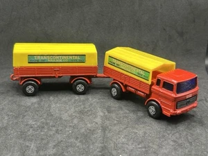 Matchbox TP 1 Mercedes Truck & Trailer - HTF RED - Transcontinental Haulage - Picture 1 of 5