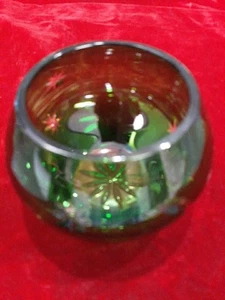 Beautiful Faberge Crystal Green Moon & Stars Votive Candle Holder - Picture 1 of 5