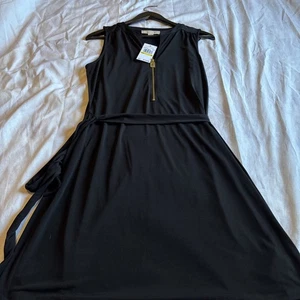 Michael Kors Black Dress Sleeveless Gold Zipper Medium  NWT - Picture 1 of 11