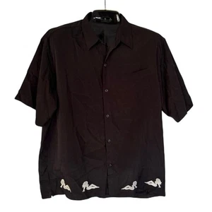 No Fear Vintage Short Sleeve Button Down XXL Black embroidered Vintage Rare Y2K - Picture 1 of 6