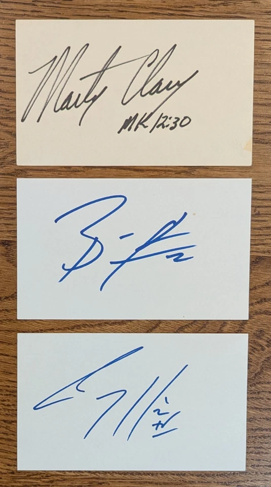 MLB Signed Autographed Index 3x5 Card Lot Corey Hart Bill Hall Marty Clary - Image 1 of 1