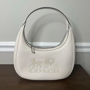 Coach Carmen Schultertasche raffiniertes Kiesel Leder silber/kreide CR151 creme - Bild 1 von 10