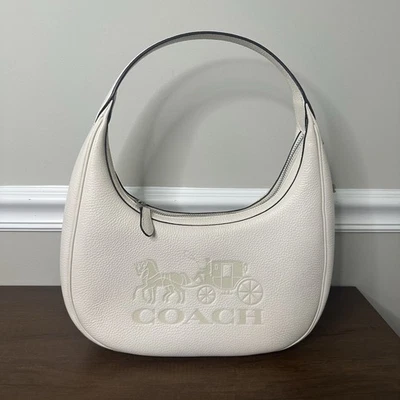 Coach Carmen Shoulder Bag Refined Pebble Leather Silver/Chalk CR151 Cream - Image 1 of 4