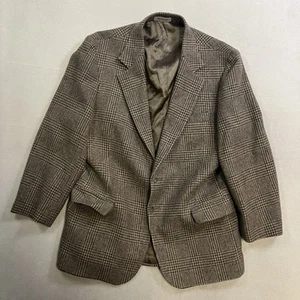 Orvis Sport Coat Blazer Mens 44R Brown Tweed Plaid Lambs Wool Merino Wool Blend - Picture 1 of 9