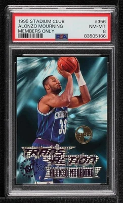 1995-96 Topps Stadium Club Solo Miembros Alonzo Mourning #356 PSA 8 HOF Foto 1 de 2