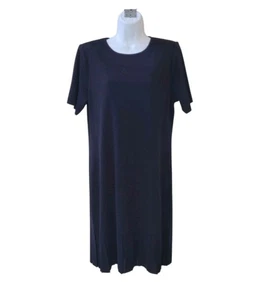 Vestido de mujer usado EXCLUSIVAMENTE MISOOK XL negro manga corta plisado dobladillo - Imagen 1 de 14