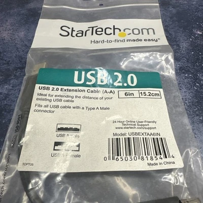 StarTech USBEXTAA6IN 6in USB 2.0 Extension Adapter Cable A to A - M/F - Image 1 of 4