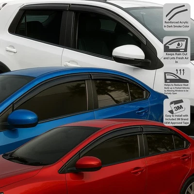 Rain Guards Visor 4pcs Out-Channel Deflector For Hyundai Elantra 2011-2015 2016 - Image 1 of 4