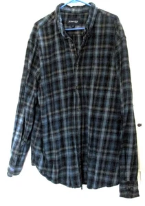 St Johns Bay Men Shirt Blue Black Flannel Button Down Long Sleeve Plaid XXL - Picture 1 of 3