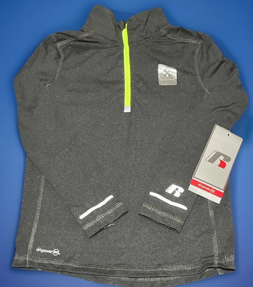 Russell Athletic Boy Quarter Zip Pullover Training Sweatshirt Gray Top XS S M L - Image 1 of 1