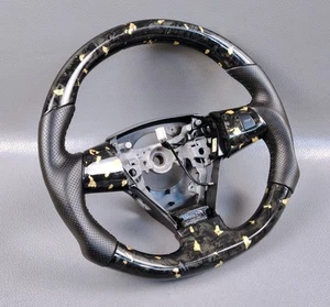 TOYOTA WISH , VANGUARD HYDRODIPPED FLAT BOTTOM PERFORATED LEATHER STEERING WHEEL - Picture 1 of 23