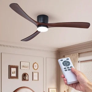60" Wood Ceiling Fan with Lights Remote, Reversible DC Motor 6-Speed Ceiling ... - Picture 1 of 9