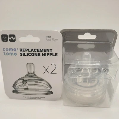 NEW 2 Box Como Tomo Baby Bottle Replacement Silicone Nipple x2 BPA Free 6 mo+ - Image 1 of 4