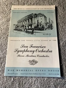 1948 San Francisco Symphony Orchestra War Memorial Opera House Program L4 - Picture 1 of 6