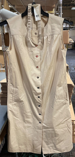 Abito Tory Burch cotone popeline bottoni 167482 grigio tortora 252 taglia 8 nuovo con etichetta