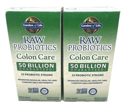 2-Pack Garden of Life RAW Probiotics Colon Care 50 Billion, 30 Capsules Each - Image 1 of 4