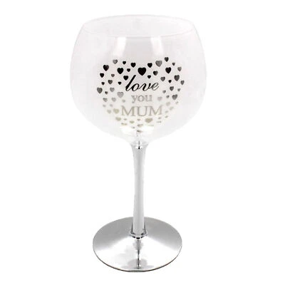 Bianco E; Argento Gin Vetro - a Cuore - Love You Mum - Immagine 1 di 3