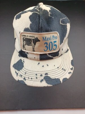 Vintage K-Products Land O Lakes Maxi Pro 305 Patch Cow Patch Cow Print Hat USA  - Image 1 of 4