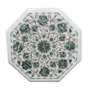 12'' Marble Inlay Coffee Table Top Handmade Stone Floral Home Decor - Picture 1 of 1