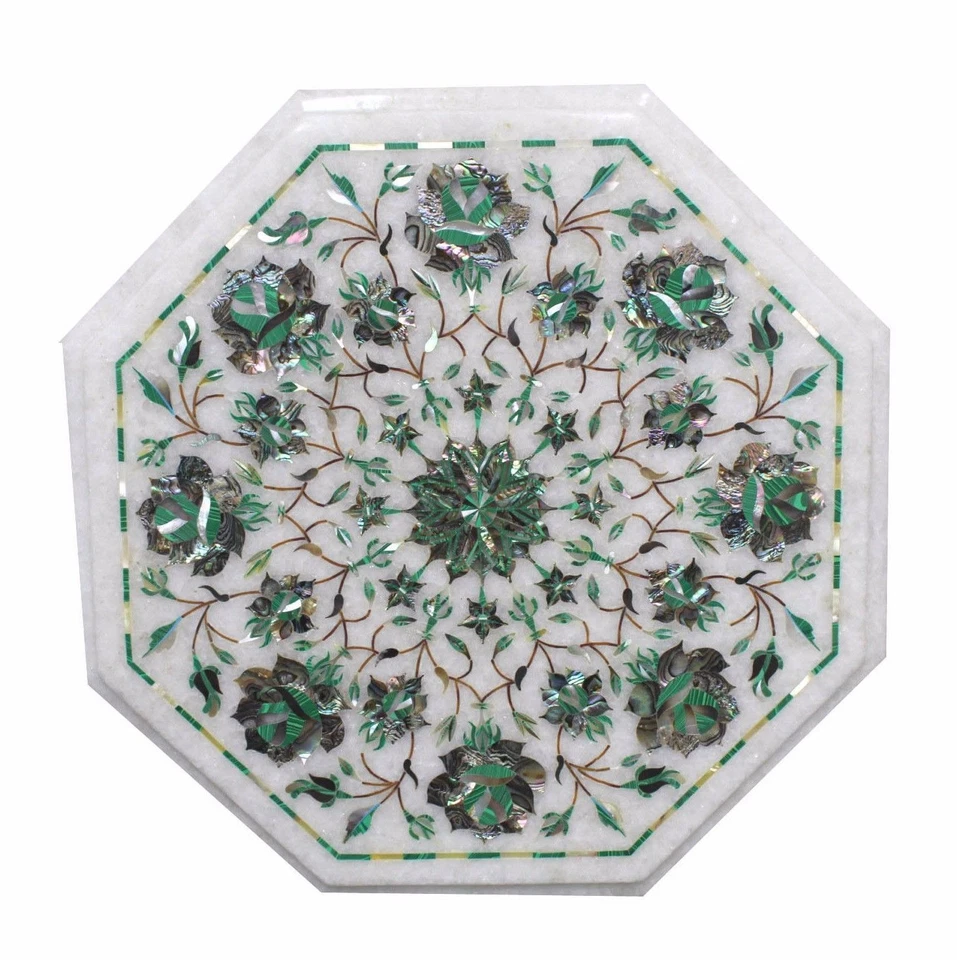 12'' Marble Inlay Coffee Table Top Handmade Stone Floral Home Decor - Image 1 of 1