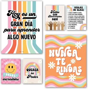 6 Retro Spanish Classroom Posters Middle School-Spanish Classroom Decorations, H - Picture 1 of 7