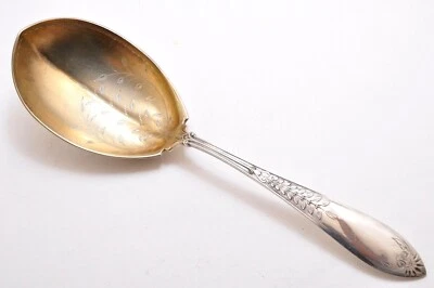 CUCHARA GRANDE PARA SERVIR GORHAM PALMA PLATA ESTERLINA 1871 lavado en oro 9 3/4" pulgadas  Foto 1 de 4
