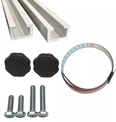 2x 1m M6 Aluminium C Profil inkl. NEU- Stahl Maßband + Griffmuttern + Schrauben - Bild 1 von 4