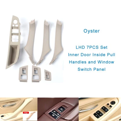 For BMW 5 Series 10-17 7PCS Inside Pull Handles & Window Switch Panel Oyster LHD - Image 1 of 4