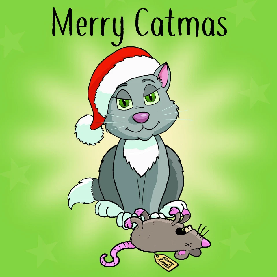TWIZLER Merry Catmas from the Cat Funny Humorous Christmas Greeting Card Michael Canine