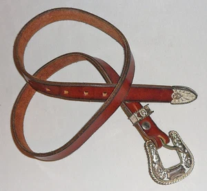 Western sterling and leather ladies' belt, custom made and purchased in Arizona - Foto 1 di 2