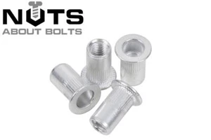 M10 ALUMINIUM FLANGE RIVNUTS THREADED BLIND RIVET NUTS OPEN END - Picture 1 of 2