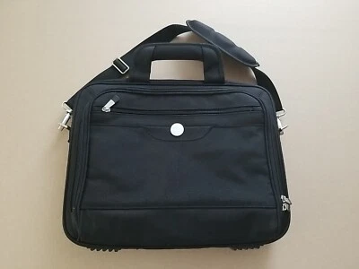 Dell Computer Laptop Bolso Negro Lona Mensajero Maletín Bolso de Hombro Foto 1 de 4