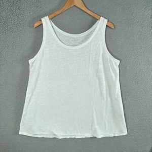 Eileen Fisher Tank Top Women Large relaxed White 100% Linen Slub Knit Sleeveless - Picture 1 of 10