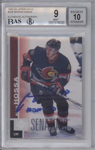 MARIAN HOSSA 1997/98 UPPER DECK ROOKIE W/HOF 2020 INSCRIPTION BGS BAS 9 10 AUTO