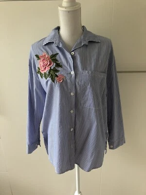 Camisa de algodón a rayas azules/blancas Bebe talla S Foto 1 de 4