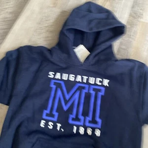 Saugatuck Michigan Youth Small Navy Blue Hoodie - Picture 1 of 4