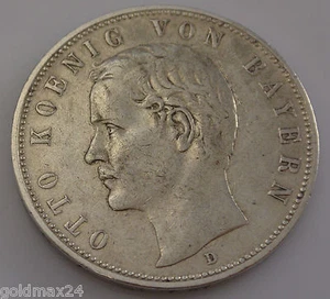 5 MARK OTTO KÖNIG 1903 D VON BAYERN MÜNZE SILBER . - Picture 1 of 2