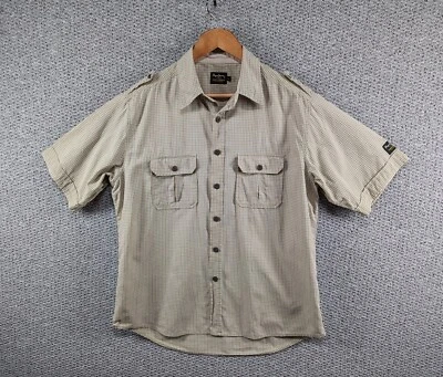 PEPE JEANS London Men's Beige Check Grid Designer Cargo Outdoor Button Shirt L - Image 1 of 4