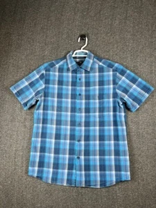 Marks & Spencer Blue Harbour Blue Gray Plaid Mens Medium Shirt - Picture 1 of 7