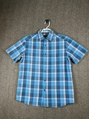 Camisa mediana Marks & Spencer Blue Harbour azul gris a cuadros para hombre Foto 1 de 4