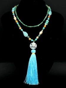 SCHMUCKJAGD COLLIER MIT MULTI ACHAT & HARZ & QUASTEN ANHÄNGER - Imagen 1 de 6