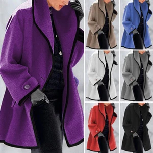 Womens Baggy Hooded Trench Coat Outwear Ladies Winter Jacket Lapel Overcoat$ - Picture 1 of 20